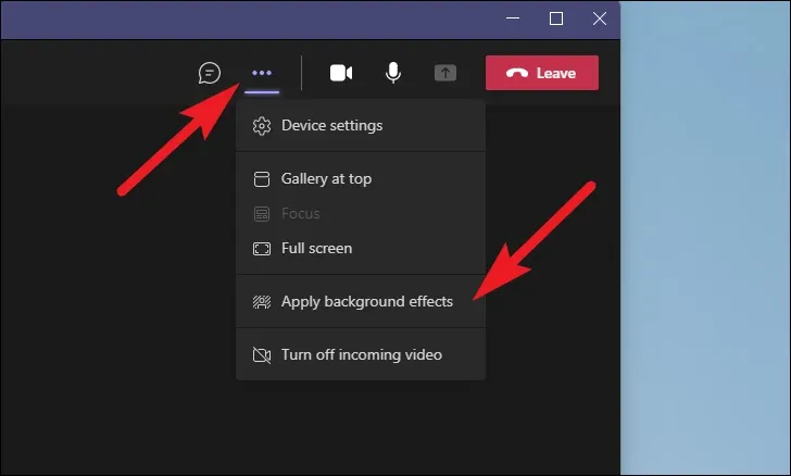 Habilitar efeitos de fundo e desfoque no Microsoft Teams