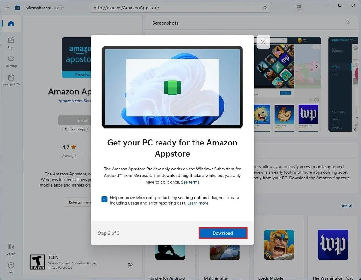 Jak nainstalovat Amazon Appstore na Windows 11 a stáhnout nepublikované aplikace pro Android