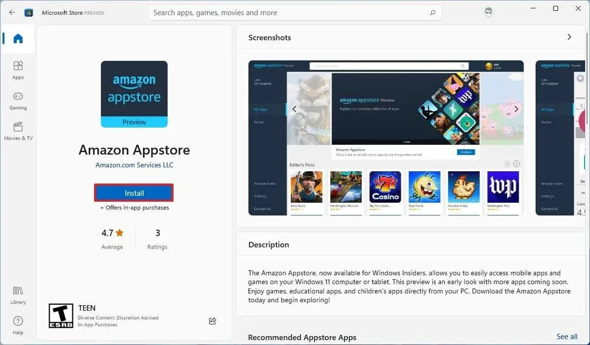Comment installer Amazon Appstore sur Windows 11 et télécharger des applications Android non publiées