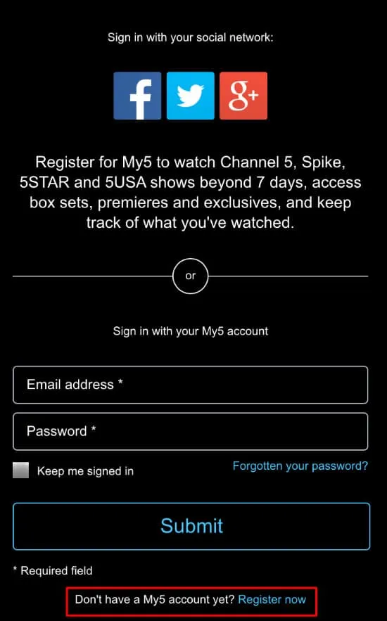 How to register on my5.tv/activate