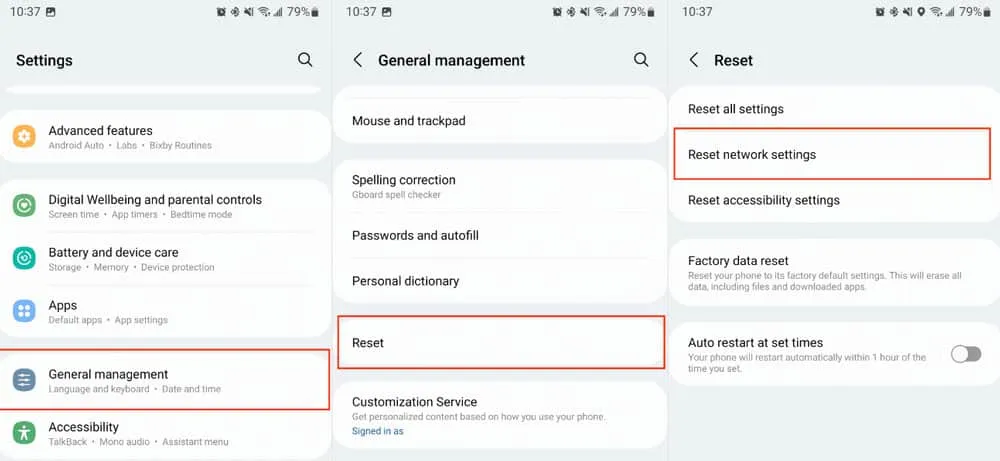 Reset network settings