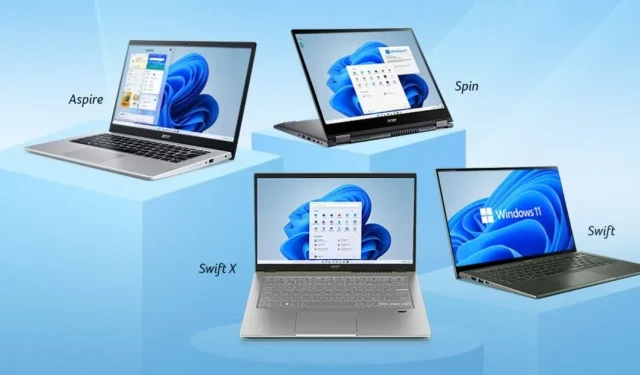 Řady notebooků Acer Aspire, Spin a Swift vydané s předinstalovaným Windows 11: ceny, specifikace