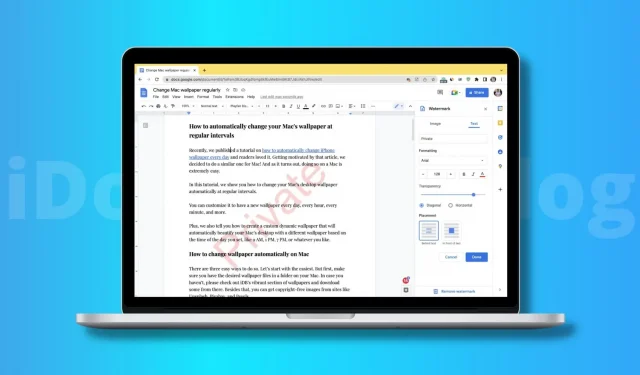 How to add a text or image watermark to a document in Google Docs