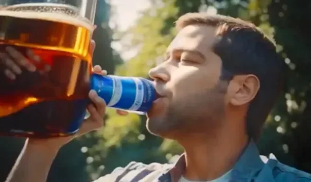 바이러스 성 AI 생성 맥주 광고는 행복한 괴물을 특징으로합니다.