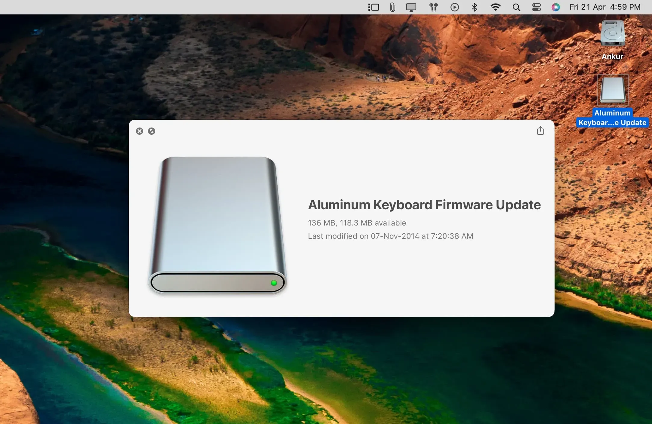 Firmwareopdatering af aluminiumstastatur på Mac