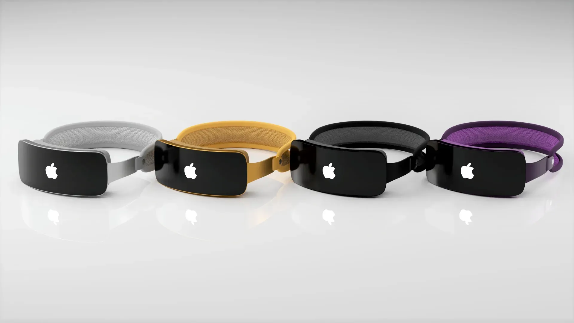 Rendu imaginant le casque Reality Pro d'Apple en quatre couleurs