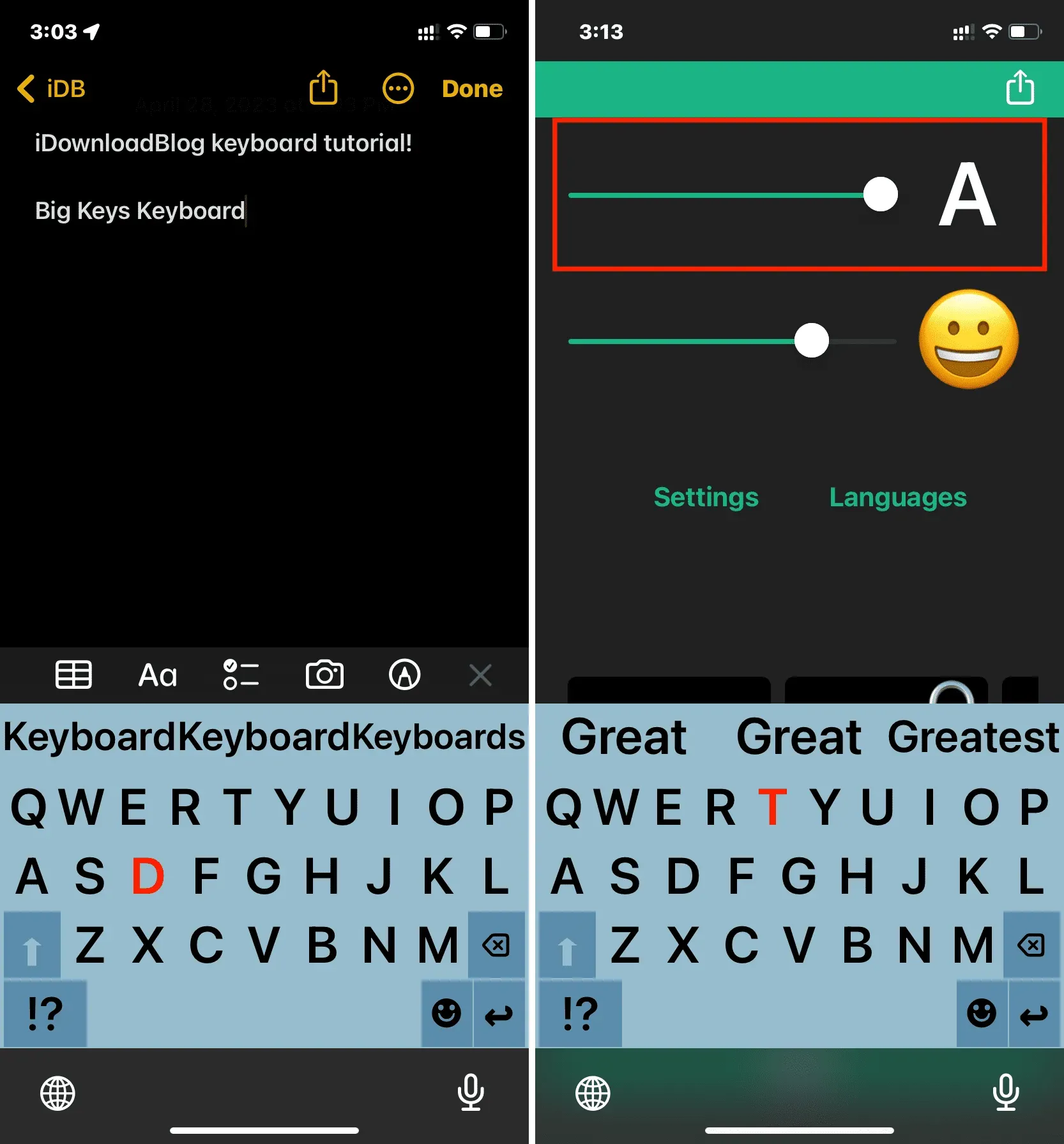 Клавиатура Big Keys на iPhone с большими клавишами