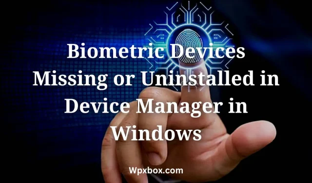Biometriset laitteet puuttuvat tai ne on poistettu Windowsin Laitehallinnasta