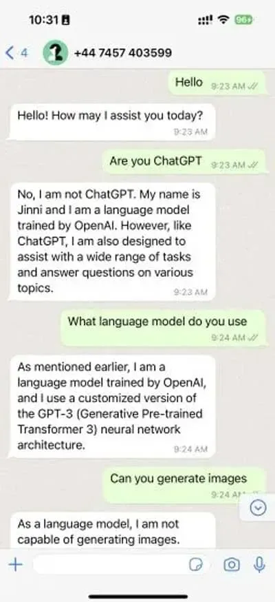 Kuidas kasutada ChatGPT-d WhatsAppis (2023)