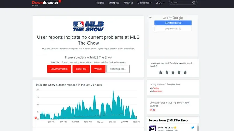 Tarkista palvelimen tila korjataksesi MLB:n Show 23 Network -ongelman