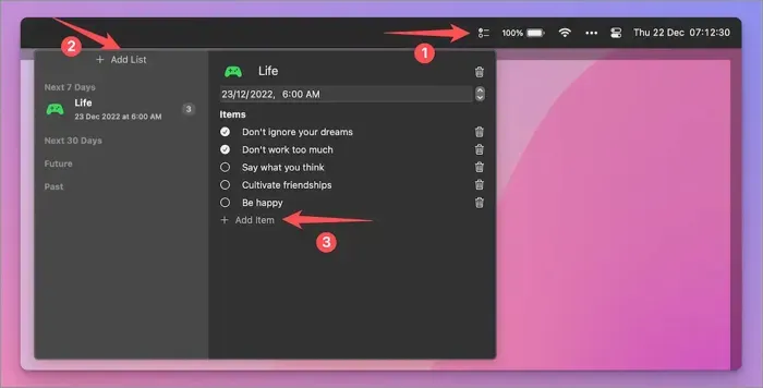 CheckMate Mac menu bar app screenshot