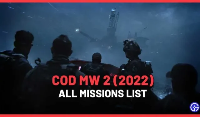 Pełna lista wszystkich misji kampanii Modern Warfare (MW) 2 (2022).