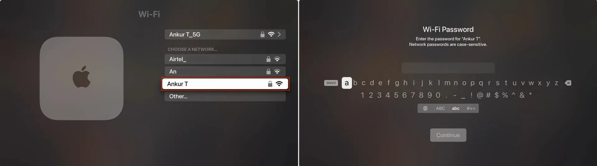 Connect to another Wi-Fi on Apple TV