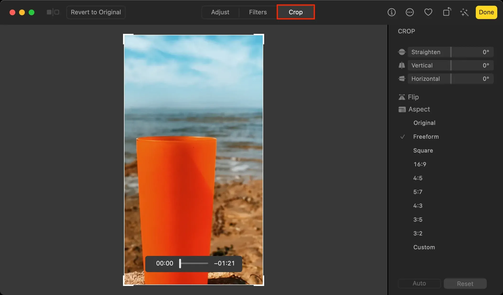 Crop a video in Photos app on Mac