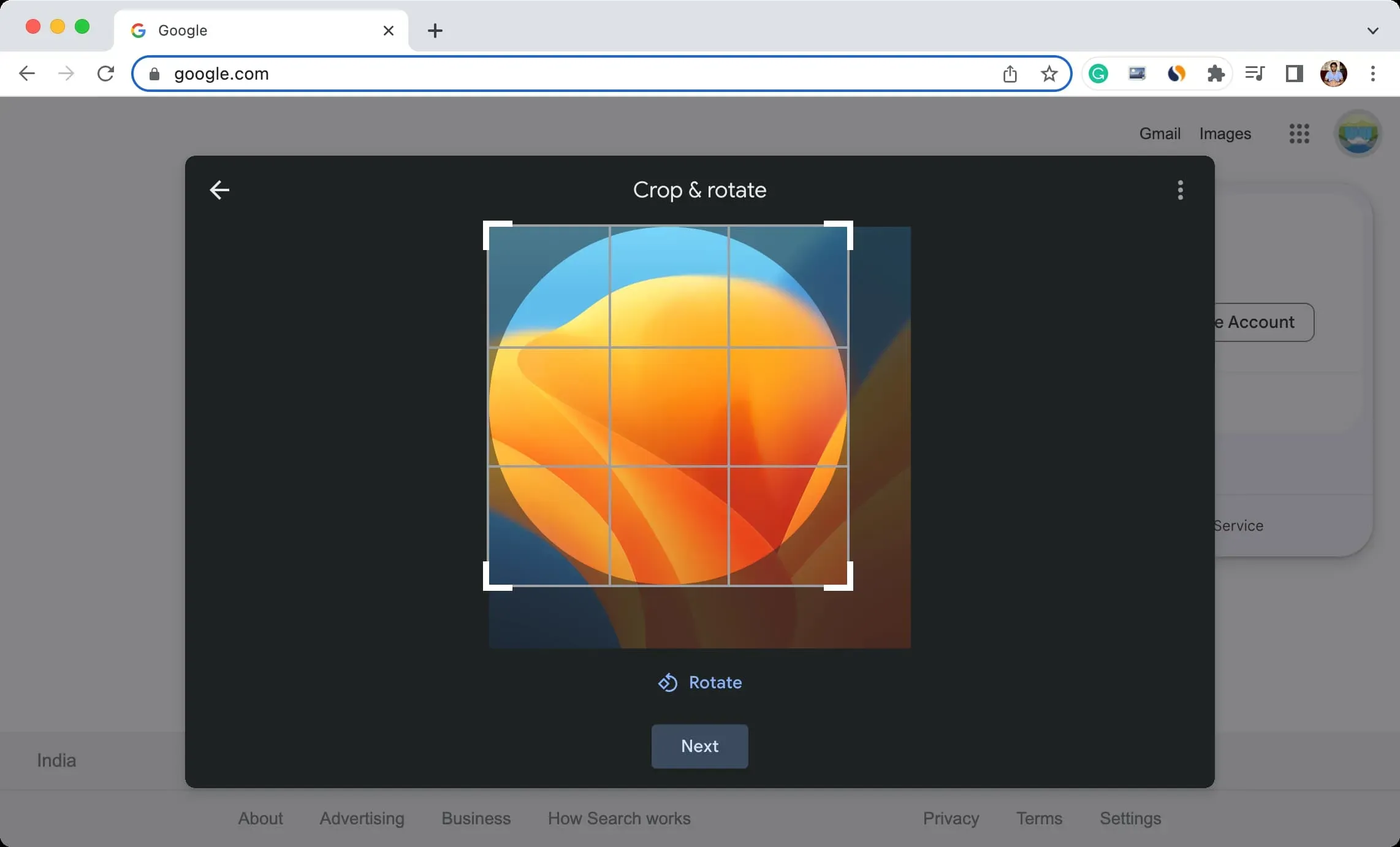 Crop or rotate you new Google profile picture