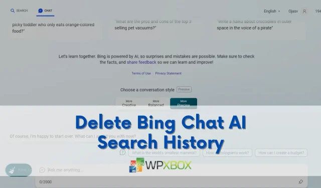 Bing Talk에서 AI 검색 기록을 제거하는 방법
