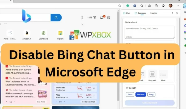 Jak deaktivovat tlačítko chatu Bing v Microsoft Edge