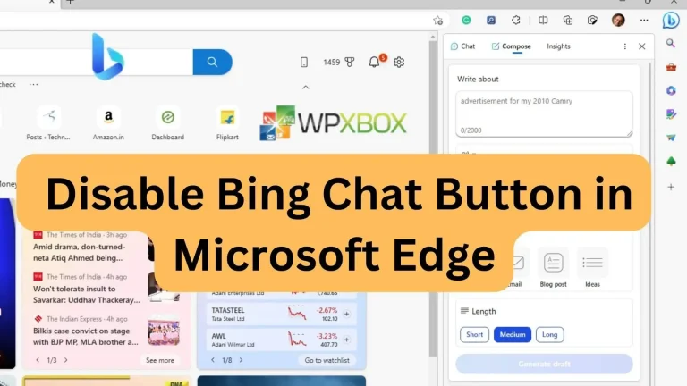 How to disable the Bing chat button in Microsoft Edge