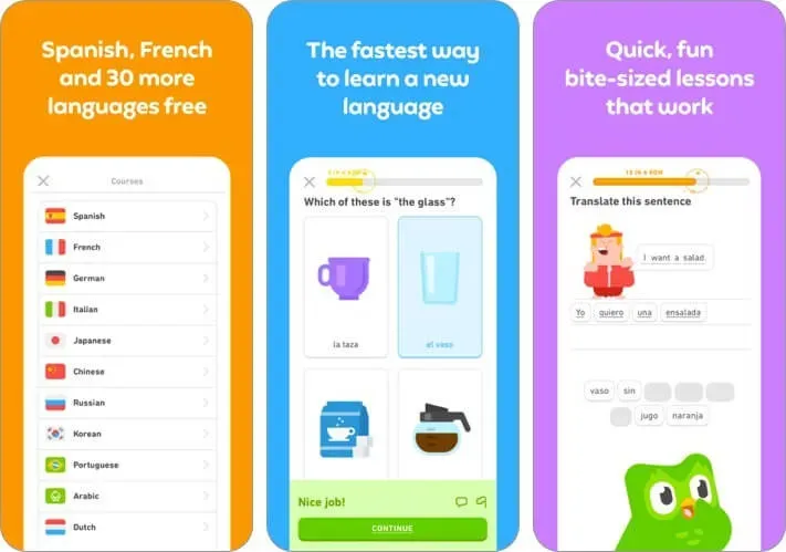 duolingo - lezioni di lingua schermate dell'app iphone e ipad ai