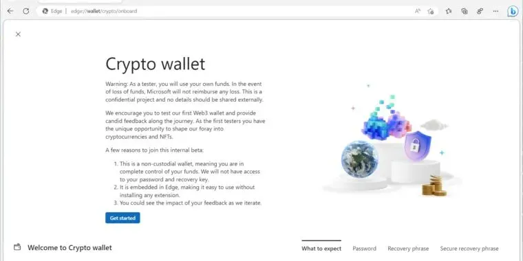 Microsoft is testing a built-in cryptocurrency wallet for the Edge browser