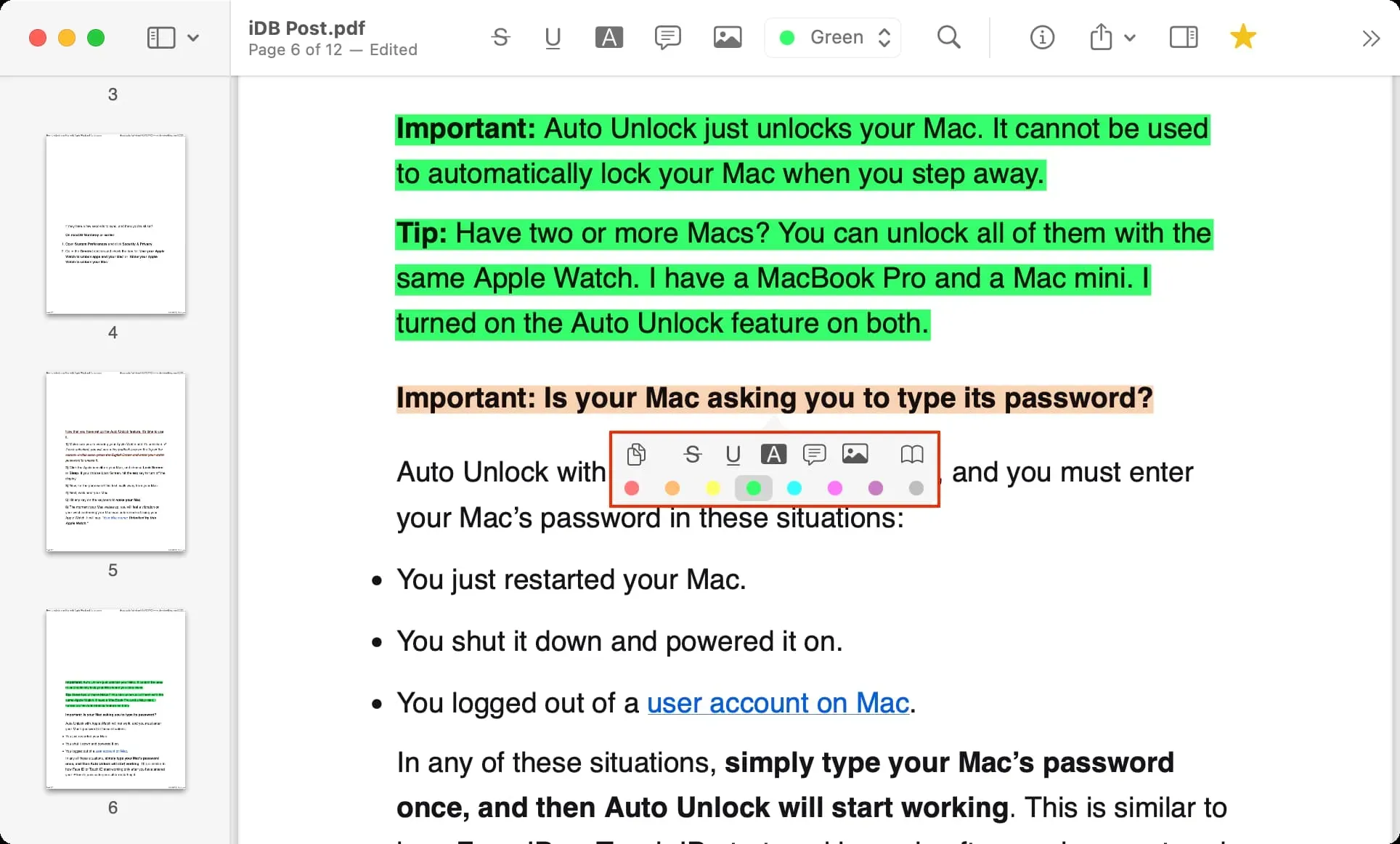 Mac のハイライト アプリで PDF を編集する