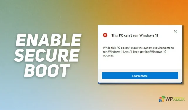 Veilig opstarten inschakelen op een pc om Windows 11 te installeren