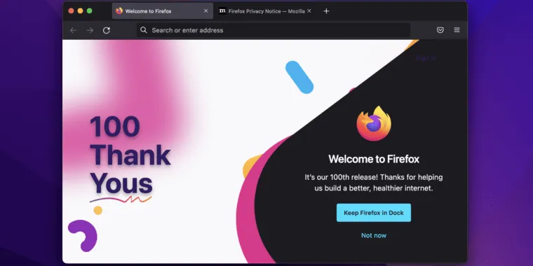 Mozilla releases Firefox version 100 this week