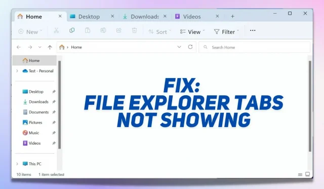 Behoben: Die Registerkarten des Windows-Datei-Explorers werden nicht angezeigt