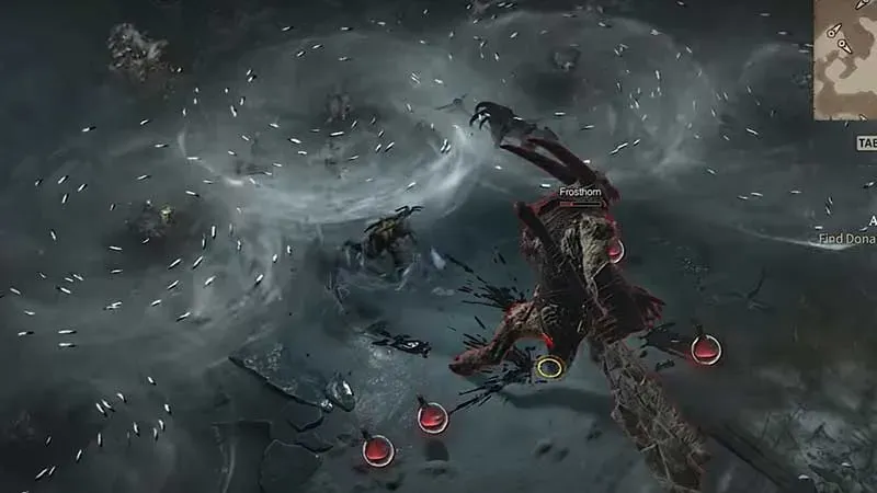 Схемы атак чемпиона ледяного клана Ледяного Рога в Diablo 4