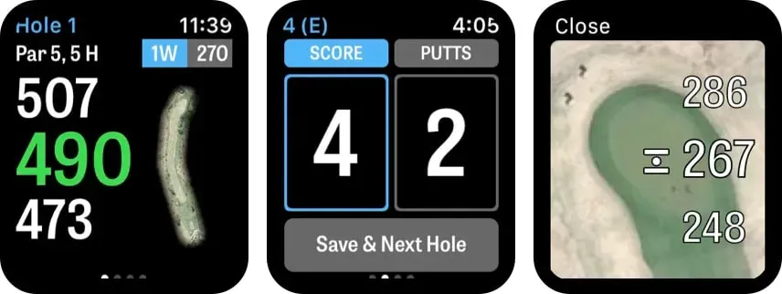 Screenshot der Golfshot Golf GPS Swing ID Apple Watch-App