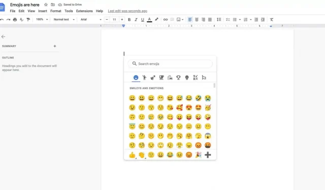 Google Docs ahora incluye una etiqueta emoji