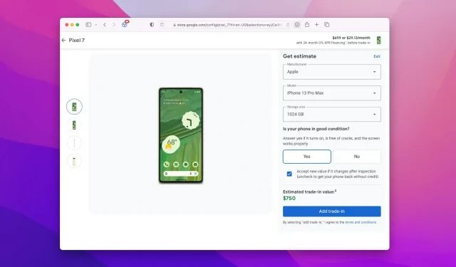 Google-Angebot: Holen Sie sich ein Pixel 7 im Wert von 699 $ gratis, wenn Sie Ihr iPhone 13 Pro Max gegen 1 TB eintauschen