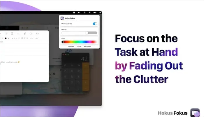 Скриншот приложения панели меню HokusFokus для Mac