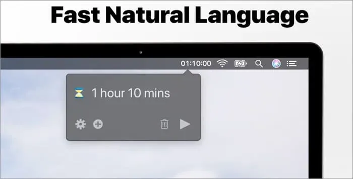 Capture d'écran de l'application de la barre de menus Horo Timer Mac