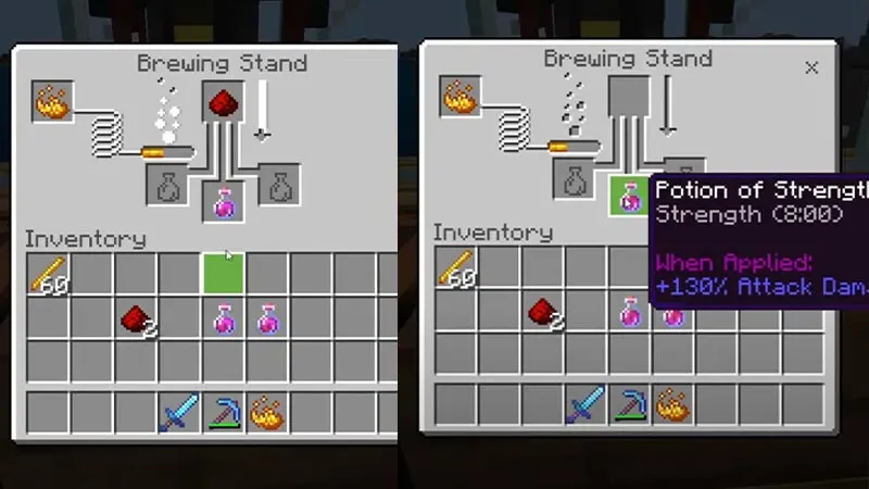 izgatavot/izstrādāt Strength Potion 2 programmā Minecraft (recepte)