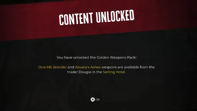 DLC-wapens en -items claimen in Dead Island 2 (Digital Copy) Content Update-scherm