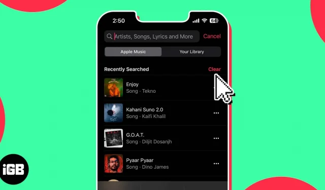 Pro iPhone, iPad a Mac, jak se zbavit nedávných vyhledávání Apple Music