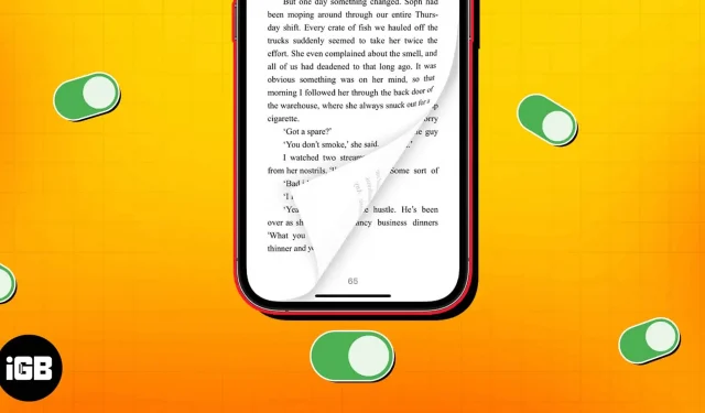 Kaip įjungti puslapio tekinimo animaciją „Apple Books“ naudojant „iOS 16.4“.