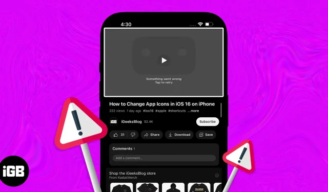 Come correggere l’errore di YouTube “Qualcosa è andato storto, fai clic per riprovare” su iPhone o iPad