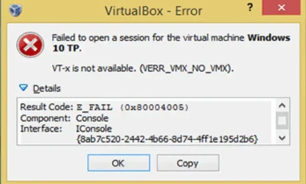 8 correctifs : VT-X non disponible (verr_vmx_no_vmx) sur les machines virtuelles