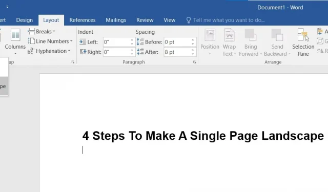 4 semplici passaggi per creare una pagina orizzontale in MS Word