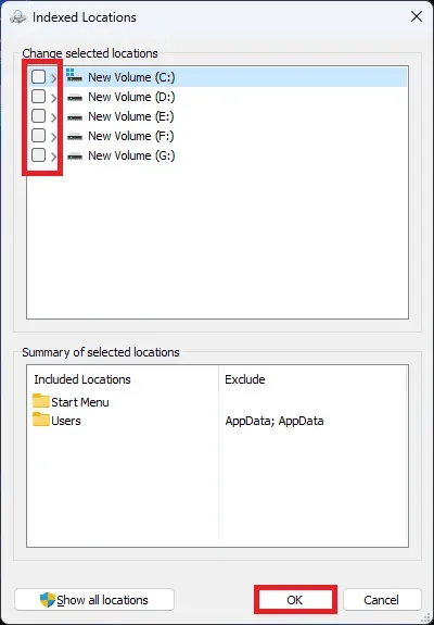 Indexerade platser