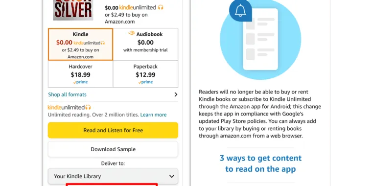 Amazon Kindle book purchases are the next victim of Google Play billing