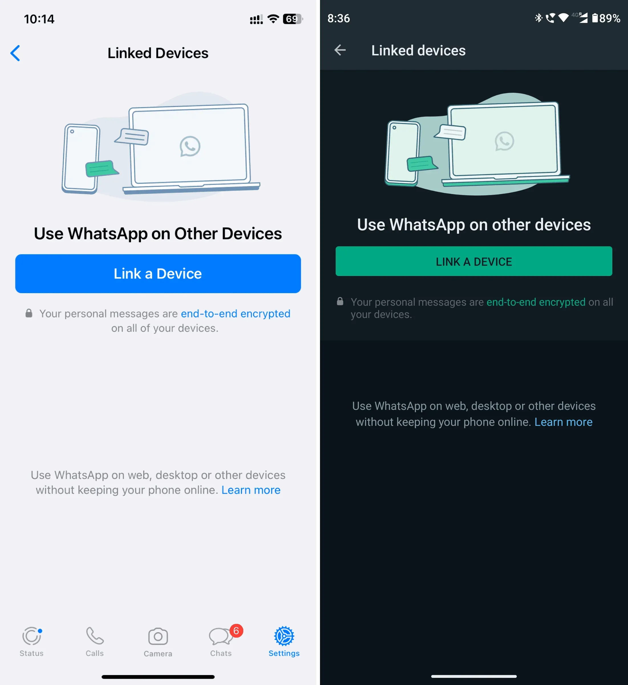Verknüpfen Sie ein Gerät in WhatsApp auf iOS und Android