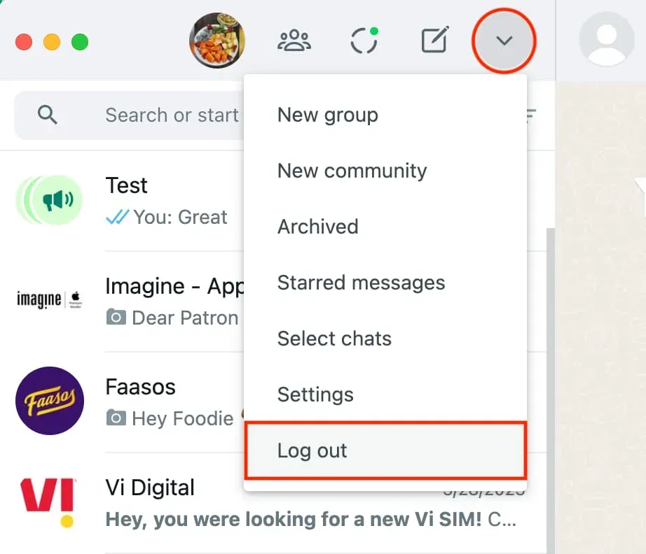 Wyloguj się z sieci WhatsApp z komputera Mac