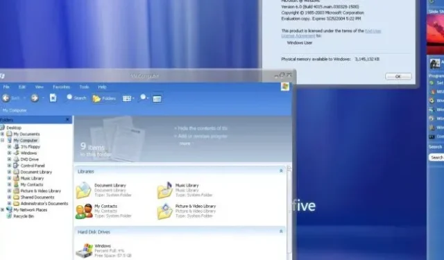 Los evaluadores descubrieron una versión del tema Aero para Windows Vista lanzado a principios de 2003.