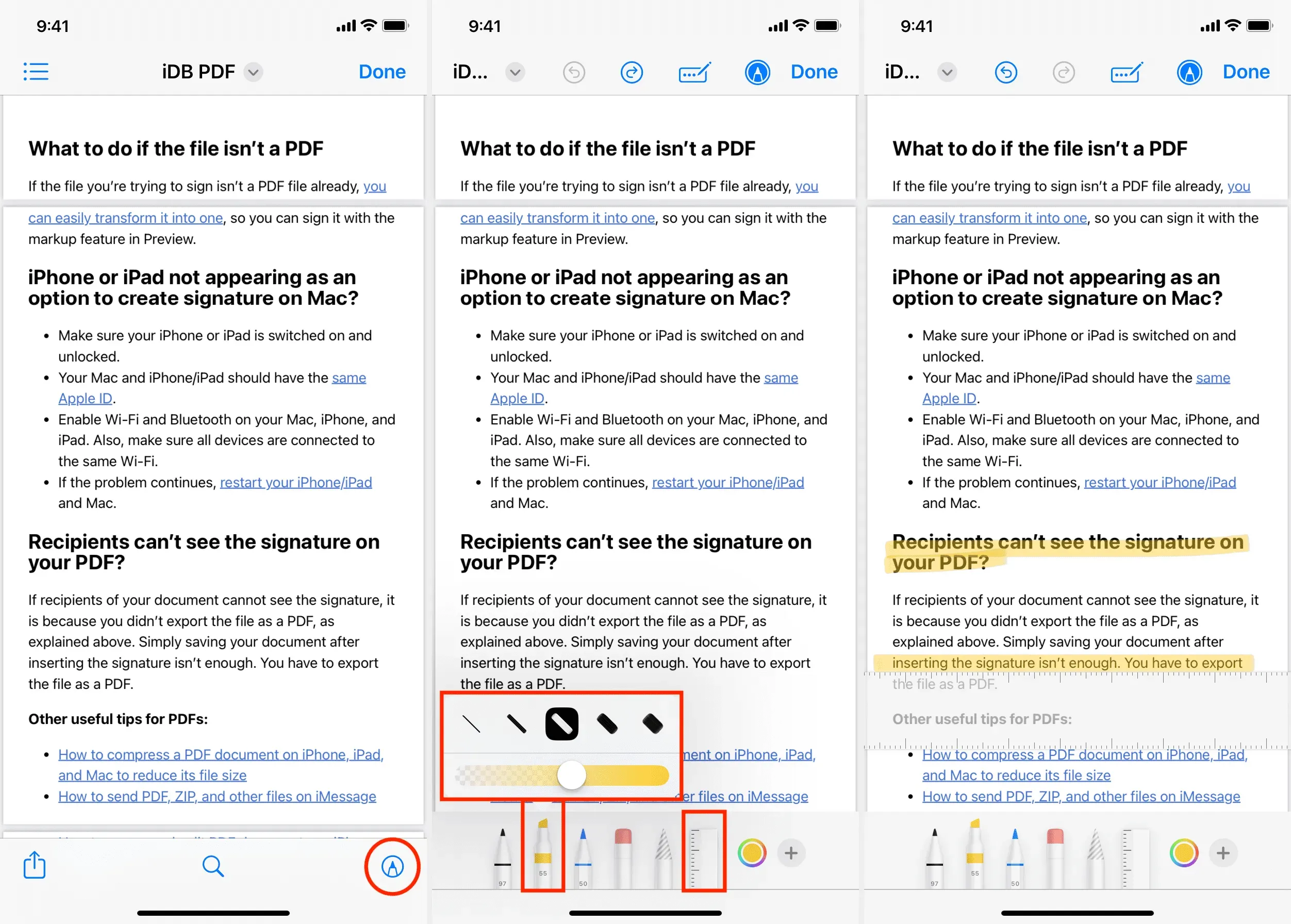 Markup PDF in iPhone Bestanden-app