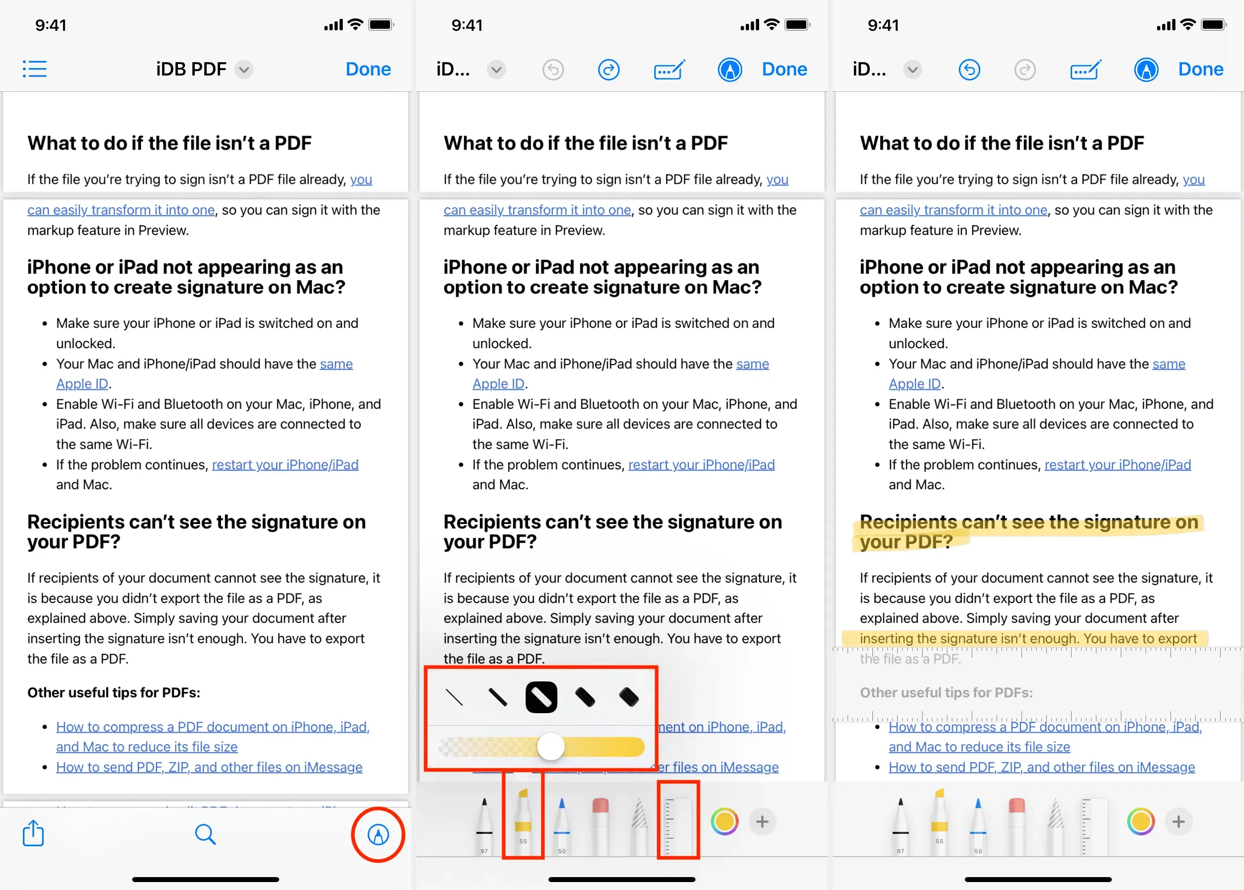 Markup PDF i iPhone Files app