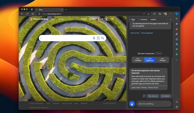 Microsoft Edge pro Mac přináší chatbota Bing AI na postranní panel