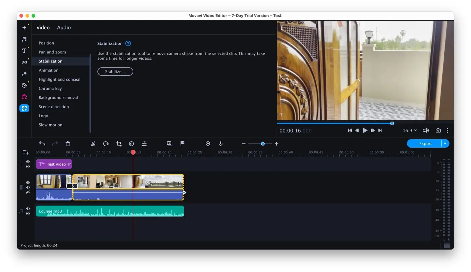 Movavi Video Editor タイムラインでビデオとオーディオ クリップを編集する